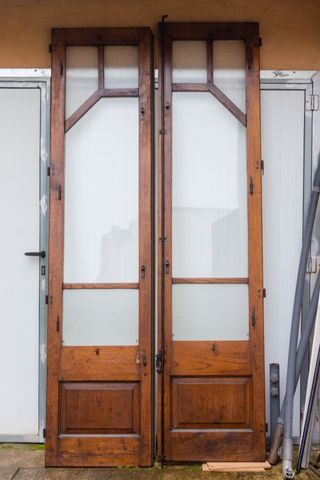 2 Puertas Balconeras Antiguas Madera