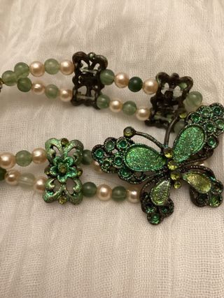Bracciale doppio con farfalla verde