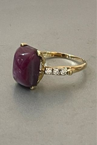 Anillo Oro 18k Rubi y Diamantes Naturales