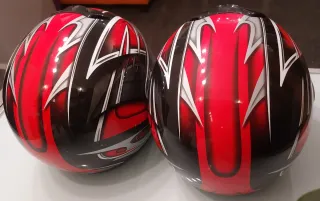 Casco de moto LEM rojo y negro