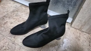 Botines negros tacón transparente