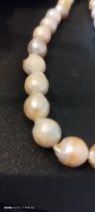 Girocollo perle autentiche beige e rosa