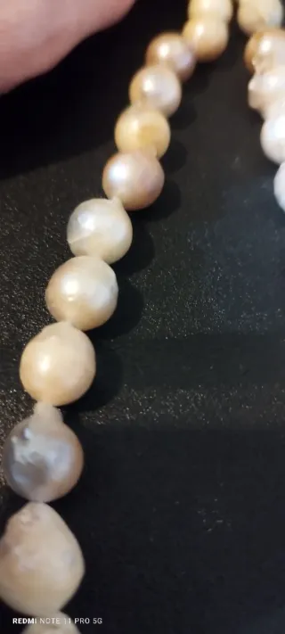 Girocollo perle autentiche beige e rosa