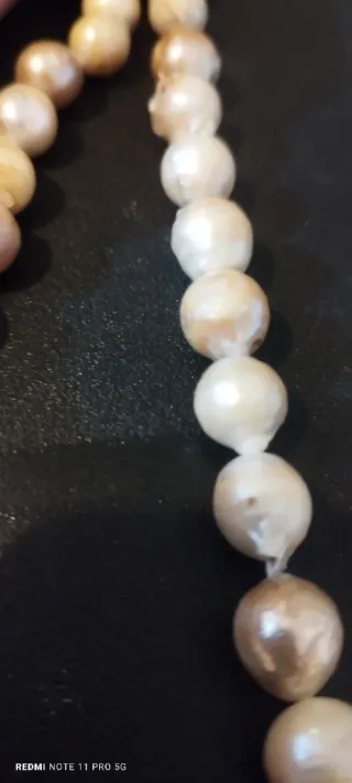 Girocollo perle autentiche beige e rosa