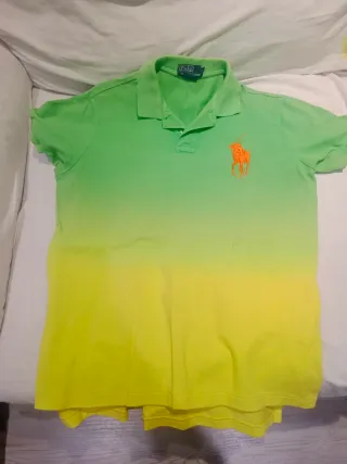 Polo Ralph Lauren Talla L Degradado Verde-Amarillo