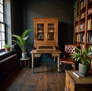 Secretaire antiguo con vitrina librería