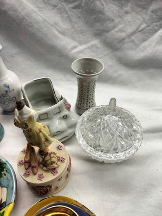 Lote 10 Miniaturas Porcelana, Vidro, Cristal