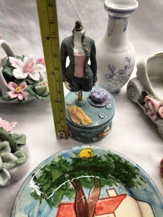 Lote 10 Miniaturas Porcelana, Vidro, Cristal