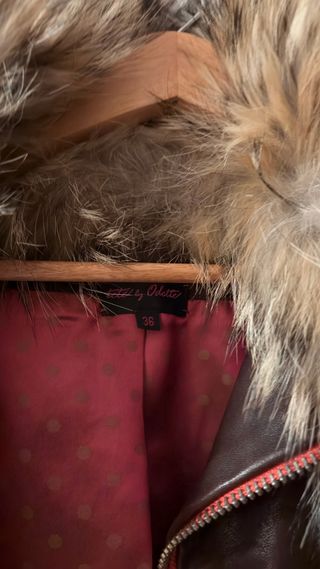 Cazadora Biker Pelo Marrón Multicolor