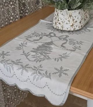 Runner da tavola argento e bianco