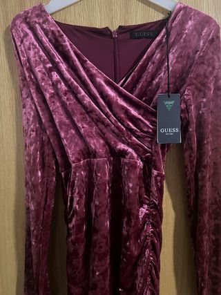Vestido Guess Veludo Bordô Novo Etiqueta