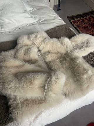 Chaqueta Zara Piel Sintética Beige/Blanca