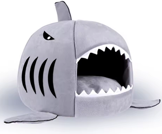 Casita para gato/perro pequeño forma tiburón gris