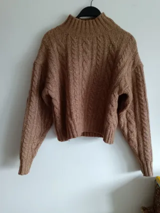 Jersey Mango trenzado cuello alto