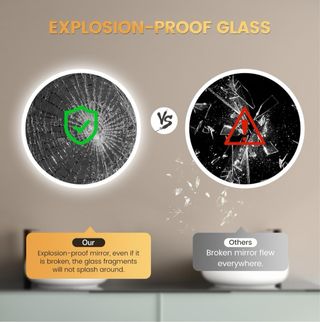 Espejo Baño YOLEO 60cm con Luz Led Reloj Antivaho