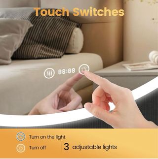 Espejo Baño YOLEO 60cm con Luz Led Reloj Antivaho