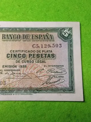 Billete 5 Pesetas Banco de España 1935