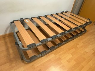Somier nido metálico y madera colchón de 90x200