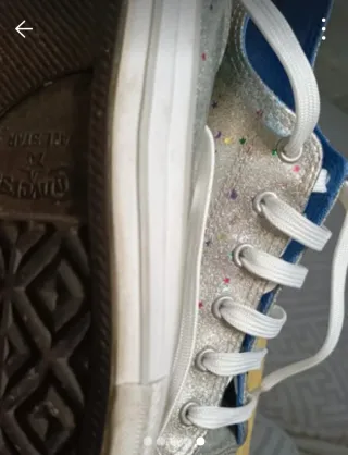 Zapatillas Converse Niña Plateadas Brillo