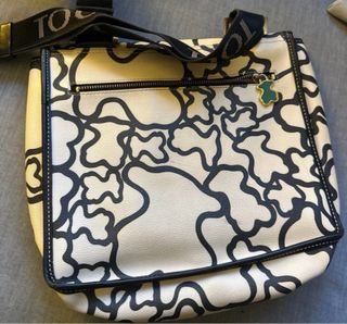 Bolso Tous bandolera blanco y negro seminuevo