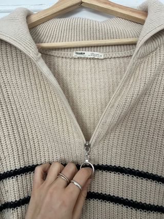 Jersey Pull&Bear Beige Rayas Negras Talla M