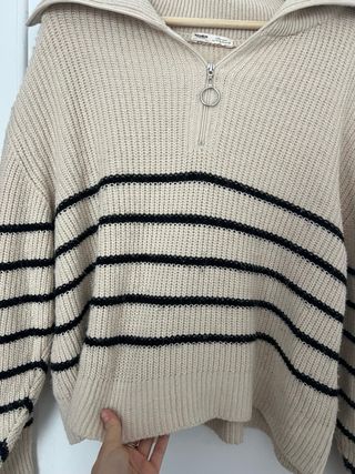 Jersey Pull&Bear Beige Rayas Negras Talla M