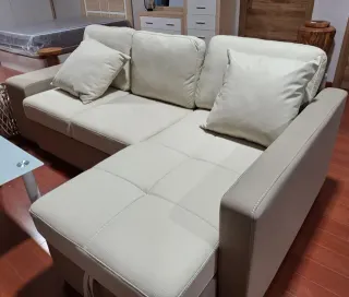 Sofá Cama Chaise Longue Beige