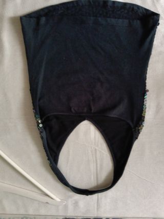 Top lentejuelas halter negro multicolor