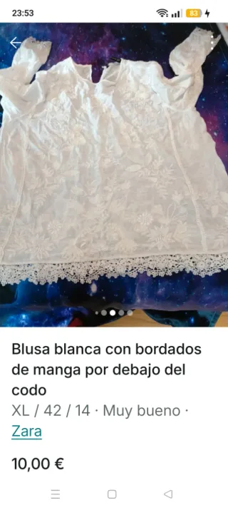 Blusa Zara bordada blanca mujer