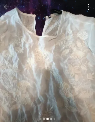 Blusa Zara bordada blanca mujer