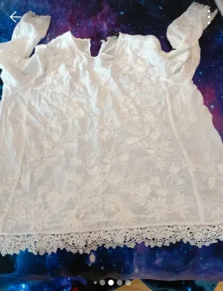 Blusa Zara bordada blanca mujer