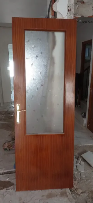 2 Puertas Salón Cristal Decorativo Madera