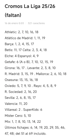 Cromos Panini Liga 25-26