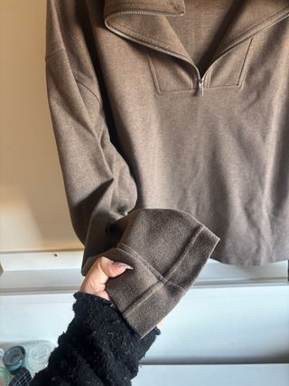 Sudadera Mango Marrón Cremallera