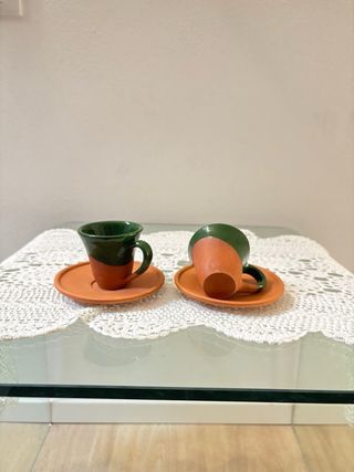 Set 2 Tazzine e Piattini Terracotta