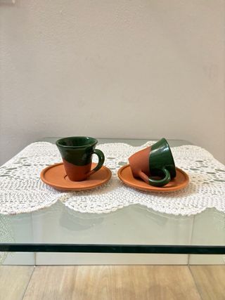 Set 2 Tazzine e Piattini Terracotta