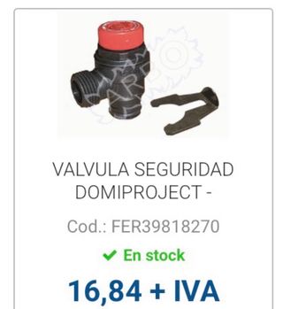 Válvula Seguridad Ferroli 39818270