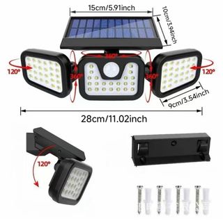 Lámpara Solar Exterior LED 3 Focos