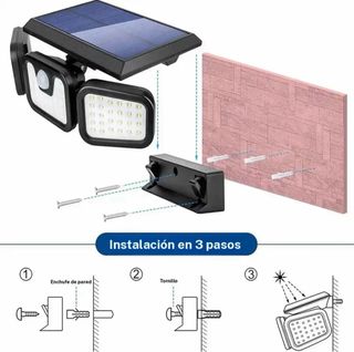 Lámpara Solar Exterior LED 3 Focos
