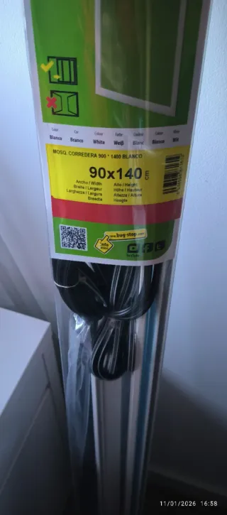 Mosquitera corredera aluminio blanco 90x140