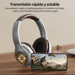Auriculares inalámbricos plata y marrón