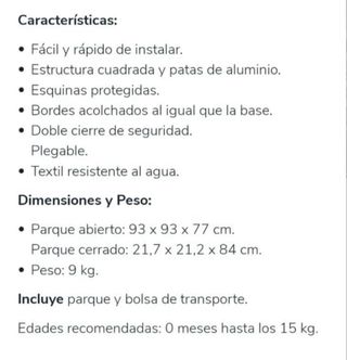 Parque infantil corralito bebés. Regalo colchoneta