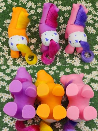 Lote 3 ponys vintage con pañales de estrellas