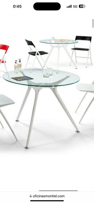 Mesa redonda cristal y metal. Modelo arkitec.