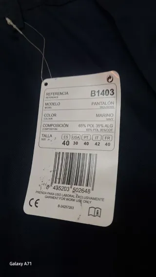 Pantalón trabajo azul hombre