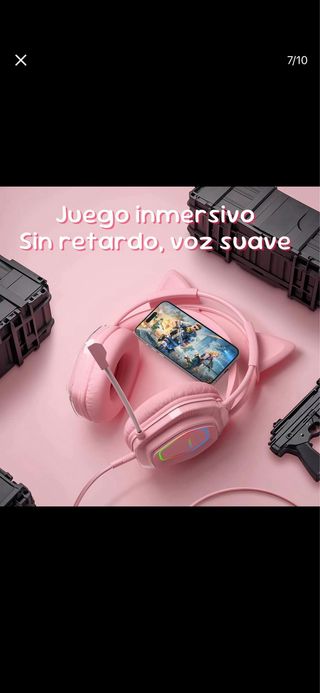 Auriculares Gato Rosas Niños y Adultos