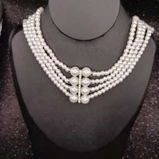 Collana girocollo 4 fili perle acrilico