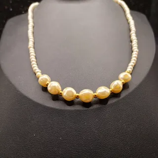 Collana vintage perle panna e dorate