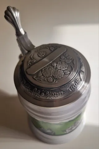 Jarra Cerveza Alemana Cerámica Metal