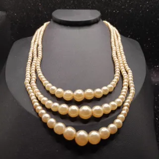 Collana 3 fili perle beige